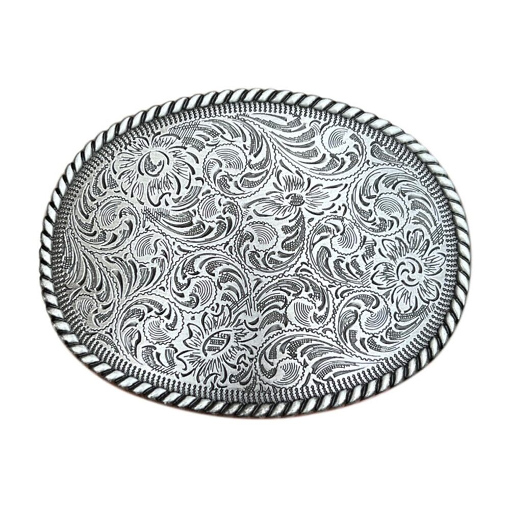 6326 Western Floral Engraved Belt Buckle Cowboy Rope Edge Design Belt